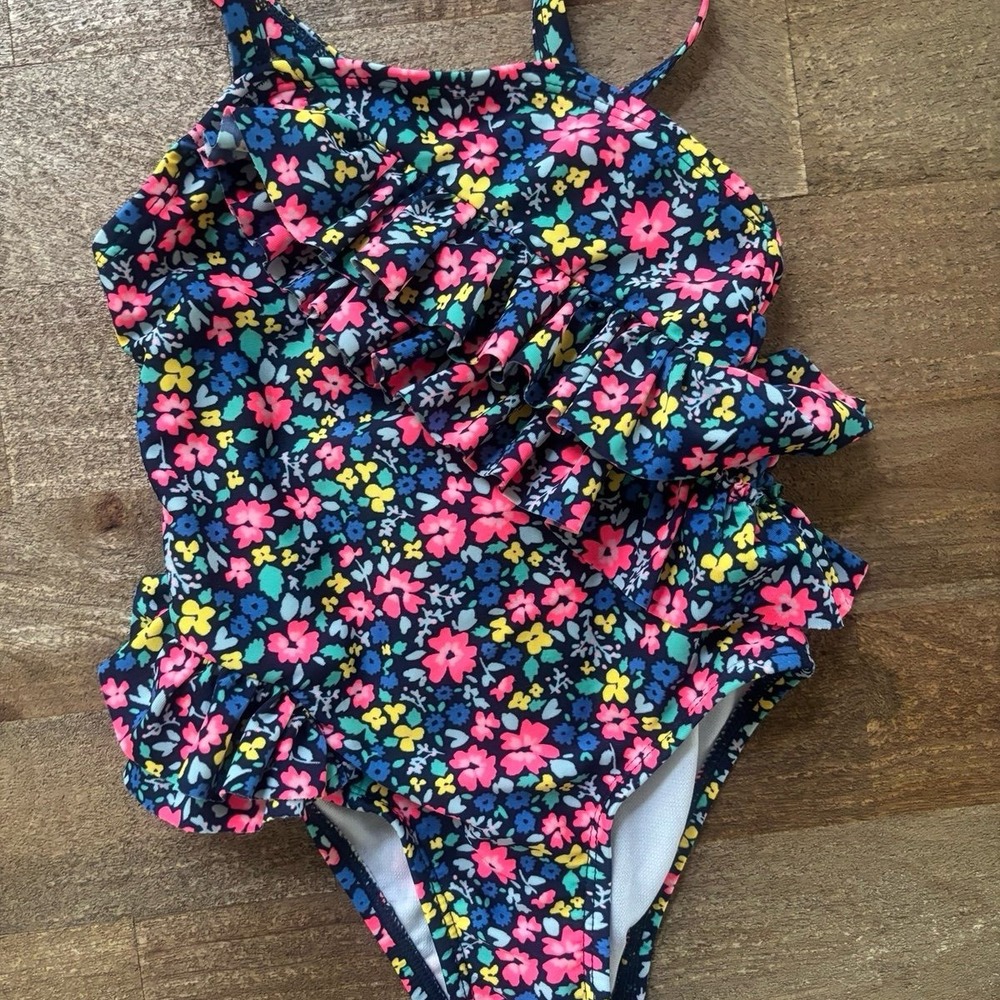 Cat & Jack flower toddler bathing suit, size 3T